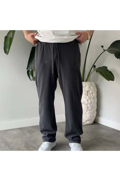 Patch & Loom Ανδρικό υφασμάτινο παντελόνι από πετσέτα με κορδόνια και φαρδιά ...