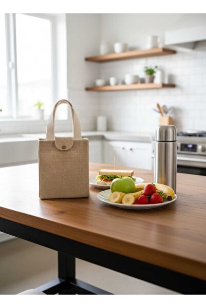İvaLife İva Gerçek Astarlı Jüt Yiyecek Taşıma Çantası Gıda Taşıma Çantası Yiy...
