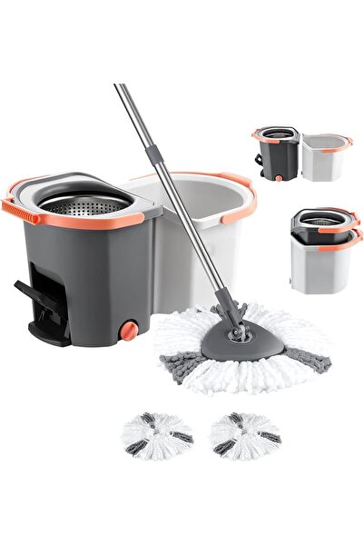 Cleany Genie ممسحة توربو 360 درجة دوارة، نظام دلو مزدوج مع دواسة، 10 لتر، 54.5 × 30 × 27 سم