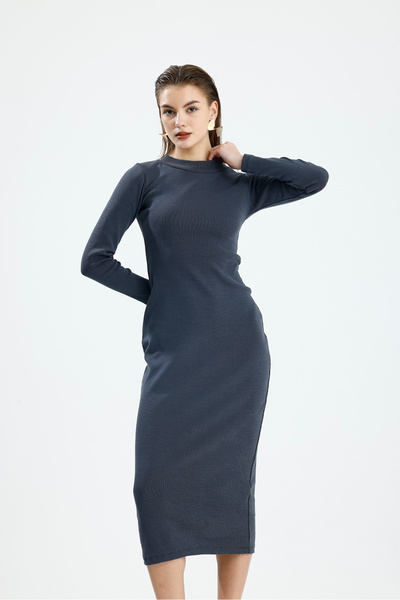 let s shine Half Fisherman Long Sleeve Combed Cotton Dress