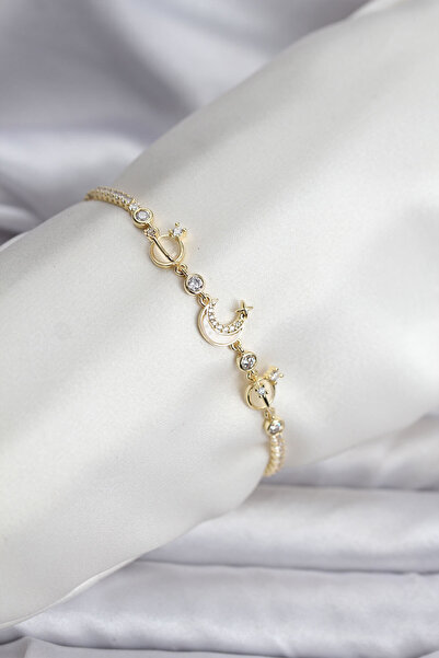 Lisinya سوار نسائي من الزركون الذهبي اللون من ماركة Charmlı -