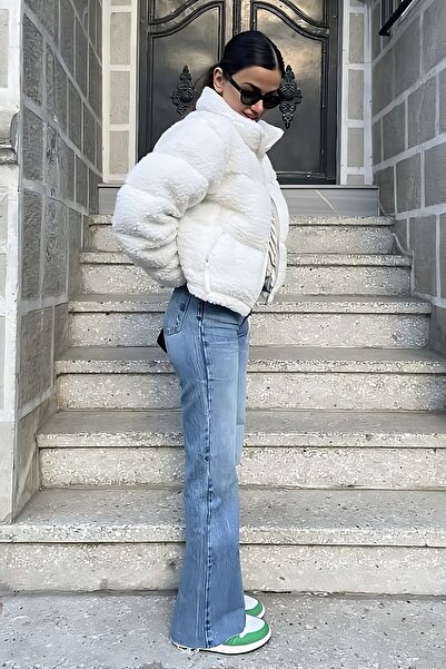 moda armanc Women's Oversized White Teddy Plush Inflatable Coat – Winter Sherpa Puffer Jacket