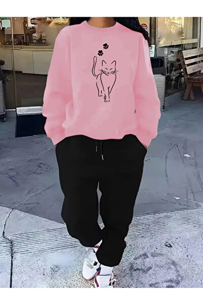 MODAVİBE Γυναικείο σετ φόρμας με λαιμόκοψη 0-γιακά, 2 κλωστές, σε ραντονωμένη...