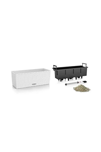 Lechuza Balconera Cottage 50 Self-Watering Planter, 8 L, White Rattan Effect