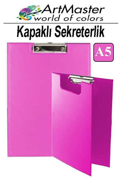 Artmaster A5 Pembe Kapaklı Sekreterlik 1 Adet Renkli Klipsli Metal Mekanizmal...
