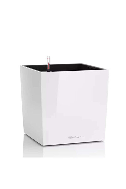 Lechuza CUBE Premium 30 Self-Watering Planter, 12 L, Glossy White