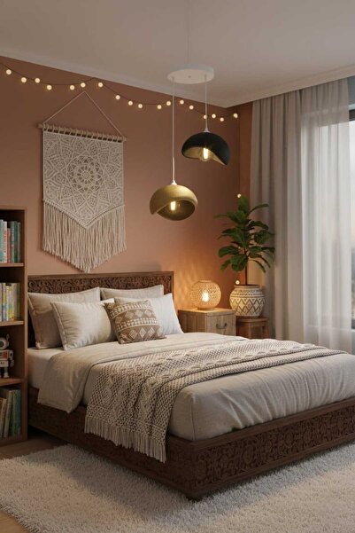 eybuba Dekoratif Modern Organik Beton Görünümlü İskandinav & Bohem 2’li Sarkıt Avize (lambalar hediyedir)