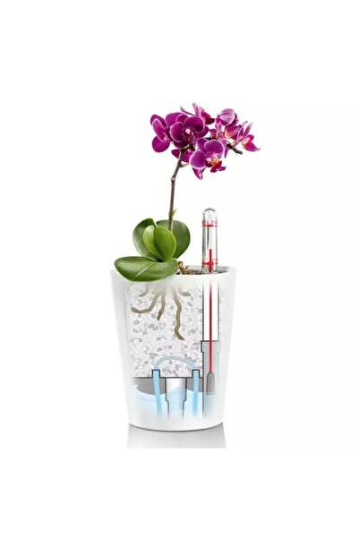 Lechuza MINI-DELTINI Self-Watering Pot 0.4 L, Glossy Beige