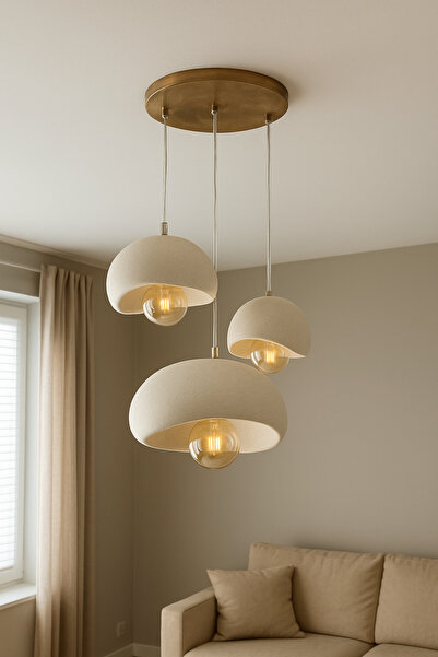 Limon 3D Desing 3 Lü Sarkıt Antrasit Avize Rustik 20-30-40 E27 Modern Avize Bohem Beton Görünüm (AMPUL HEDİYEDİR.!)