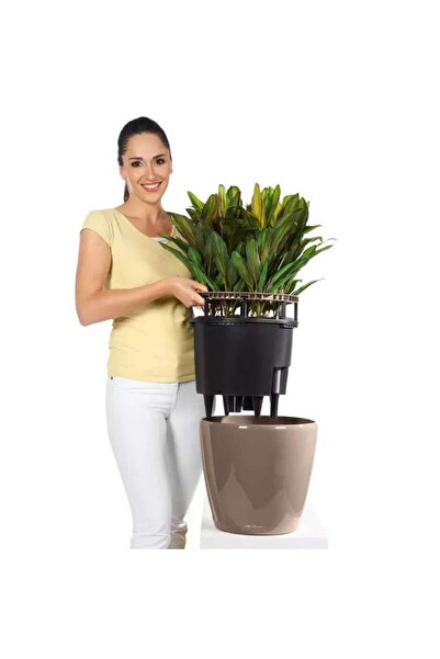 Lechuza Classico Premium 28 LS Self-Watering Pot, 7 L, Glossy White