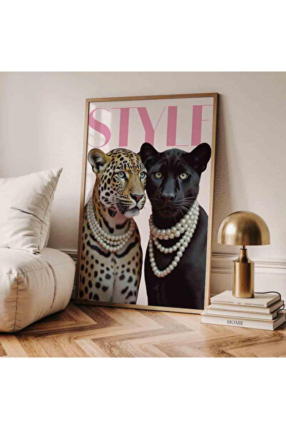 512 STORE Modern Leopar Tekli Seri Çerçevesiz Kuşe Kağıt Poster Ev Dekor Diza...