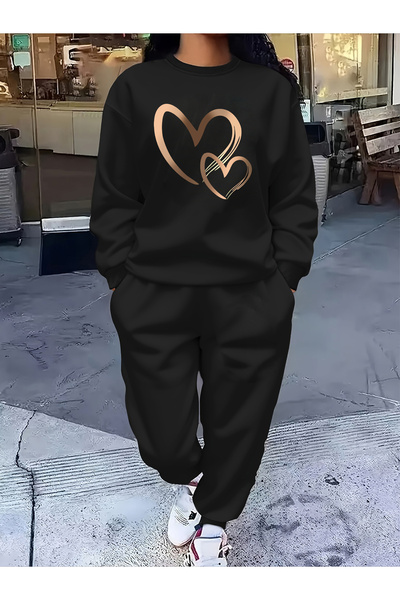 MODAVİBE Set de trening pentru femei, cu gâtul în formă de O, cu 2 fire, cu c...