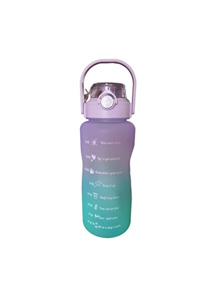 OEM 2L Motivational Portable Bottle - Plastic/Tritan with Straw and Time Marker, Blue/Purple
