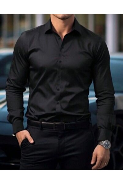 nightblack Pachet de 2 cămăși pentru bărbați, alb-negru, slim fit, ușor de că...