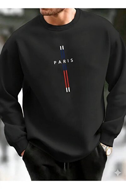 shi dumanlar giyim قصة فضفاضة سويت شيرت بياي/ باريس بتصميم كتابة عمودية وياقة...