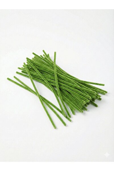 MelAsel Şönil, Tüylü Tel Haki Yeşil 30 cm 50 Adet Hobi ve Çiçek Yapım Teli