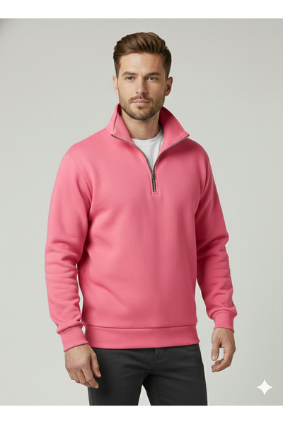 KVİNS Hanorac pentru bărbați, cu croială lejeră, guler înalt și fermoar, din ...