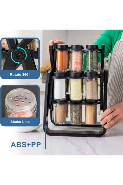 GARDEON Set of 18 spice containers with rotating stand – Efficient organization in the kitchen