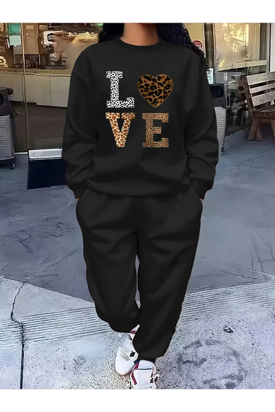 MODAVİBE Γυναικείο σετ φόρμας με λαιμόκοψη 0-γιακά, 2 κλωστές, σε ραντονωμένη...