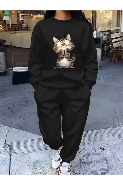 MODAVİBE Set de trening pentru femei, cu gâtul în formă de O, cu 2 fire, cu c...