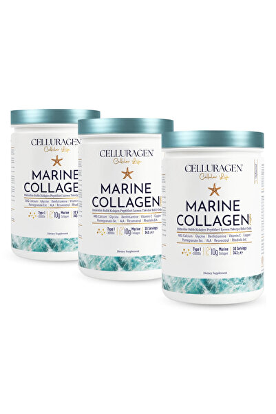 Celluragen Cellular Life Marine Collagen Complex Balık Kolajeni Peptitleri ve Ca- AKG İçeren Takviye Edici Gıda 30 günlük Kolajen X 3 Adet