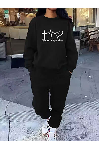 MODAVİBE Set de trening pentru femei, cu gâtul în formă de O, cu 2 fire, cu c...