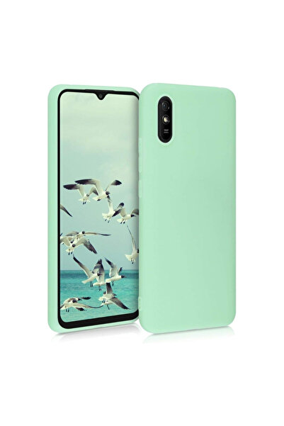 Xiaomi Redmi 9AT compatible case made of velvety silicone with camera protection - Turquoise