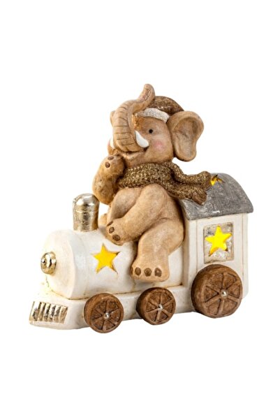 İKO Christmas decoration elephant on locomotive with lights 33 cm