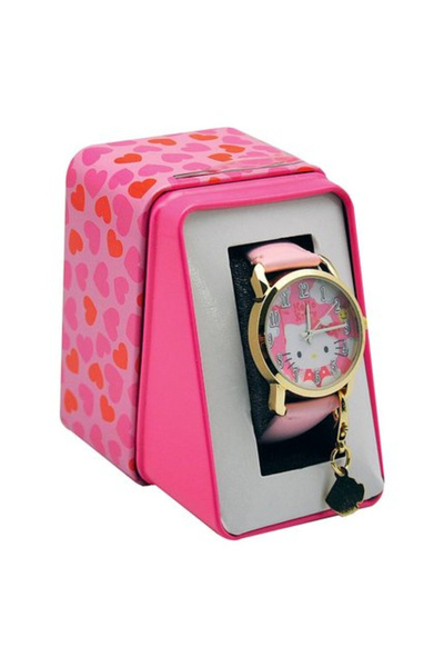 Hello Kitty Children's analog watch with charm in metal box