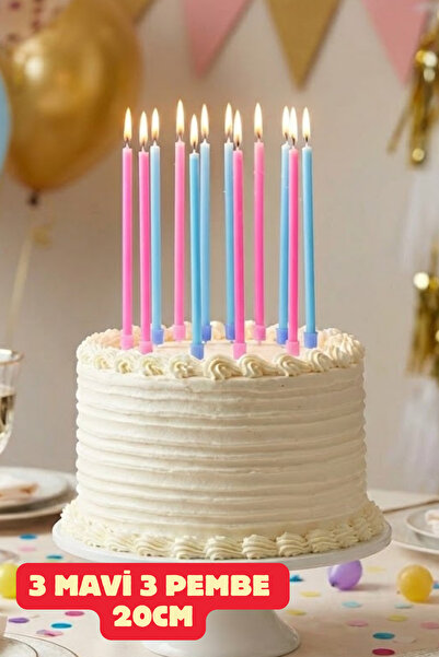 Baloncu Dede Pembe ve Mavi Pasta Mumu Baby Shower Parti Cinsiyet Belirleme Ci...