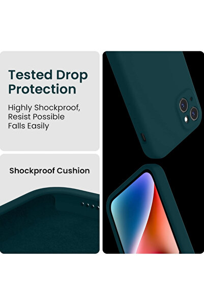 Apple Velvety silicone case for iPhone 14 with microfiber interior and camera protection - Dark green