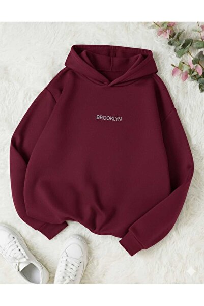 COHERENT Unisex Erkek/Kadın BROOKLYN Renkli TAŞ BASKILI Pamuklu Oversize Kapüşonlu Sweatshirt