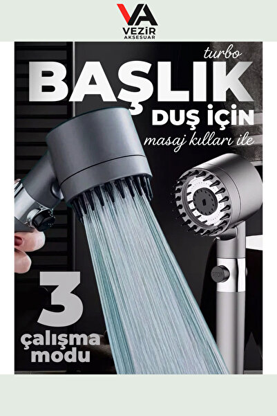 BUFFER®PX Turbocharged Masajlı Duş Başlığı | 3 Modlu, Silikon Fırçalı, Su Tas...