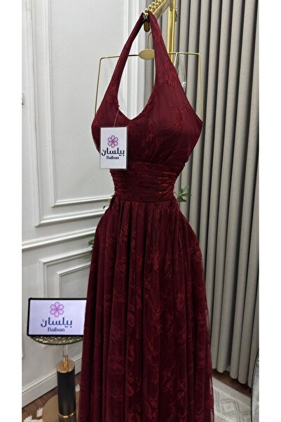Bailsan Long burgundy lace dress