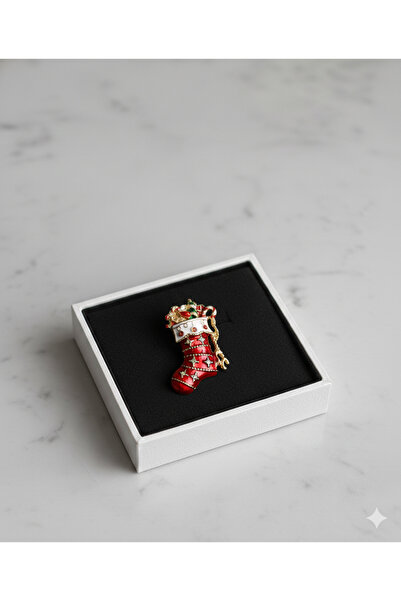 Vina Bag Özel Kutulu Yılbaşı Çorabı Figürlü Broş Yeni Yıl Hediyesi