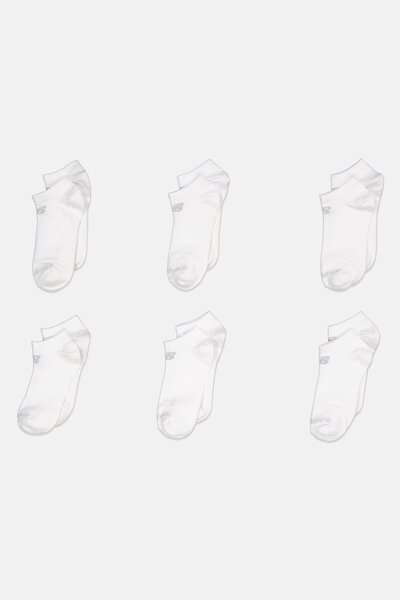 New Balance Men 6 Pairs Flat No Show Socks, White