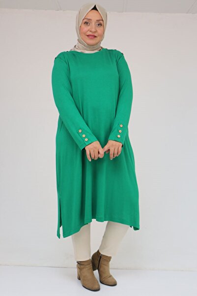 Eslina 58116 Plus Size Strawberry Tunic with Button Detail on Sleeves and Shoulders - Beneton