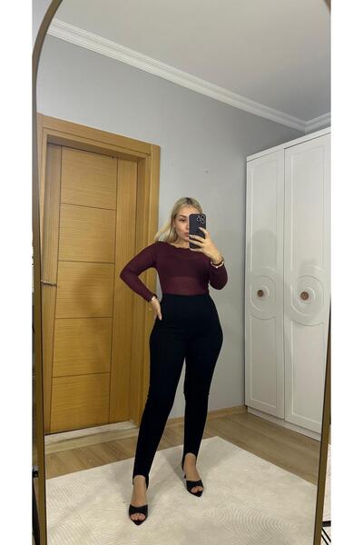 GYUCCE Topuktan Geçirmeli Yüksek Bel Çelik Kumaş Tayt – Fit Model