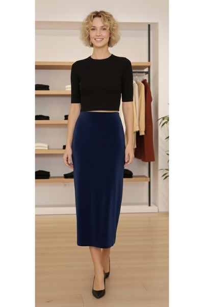 bright moon Women's Velvet Pencil Skirt with Slit Detail at the Back (Size Ch...