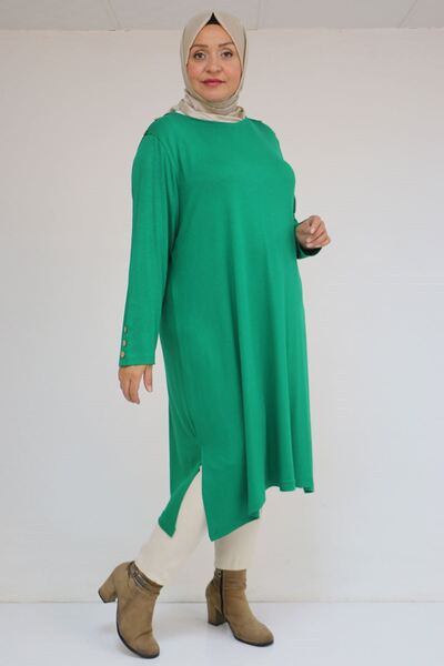 Eslina 58116 Plus Size Strawberry Tunic with Button Detail on Sleeves and Shoulders - Beneton