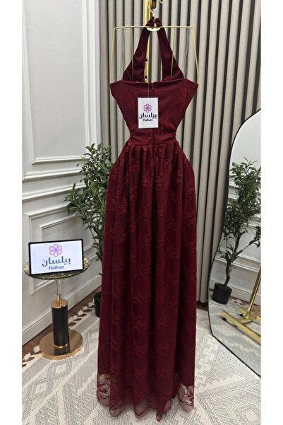 Bailsan Long burgundy lace dress