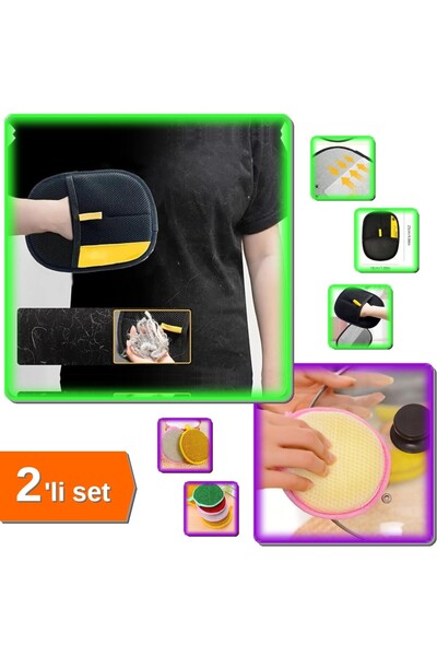 HerEveOyuncak 1 Adet Yeni Nesil Tüy Toplama Eldiveni + 1 Adet Çift Taraflı Bu...