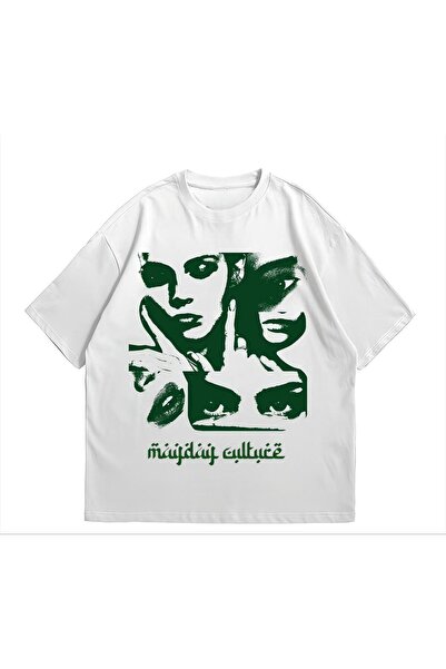 MAYDAY CULTURE Tricou alb unisex pentru femei și bărbați Tricou vintage oversize
