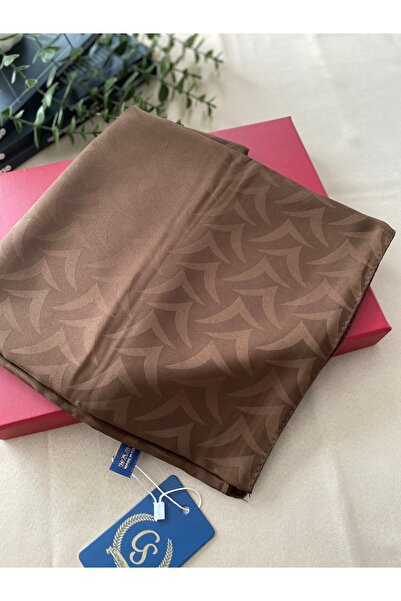 MİNELEŞARP34 Mineleşarp Cotton Jacquard Never Slips Brown Shawl