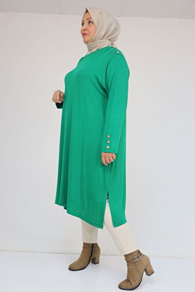 Eslina 58116 Plus Size Strawberry Tunic with Button Detail on Sleeves and Shoulders - Beneton