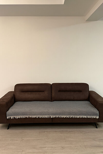 LUNGA VİTA غطاء أريكة منسوج بنمط الشعير مقاس 90×210 مصنوع من القطن 100%