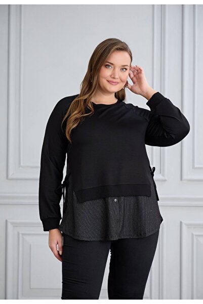 Te&Te Bluză dintr-o singură piesă cu detaliu de cămașă pentru femei de mărime mare