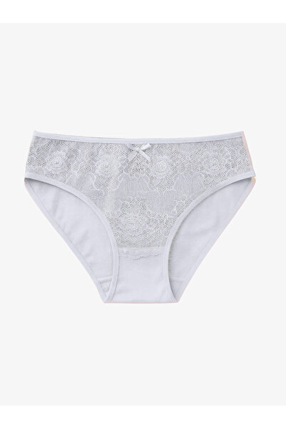 IPL Women's Panties, Women's Lace Detail Cotton 3-Piece Panties Set (White)