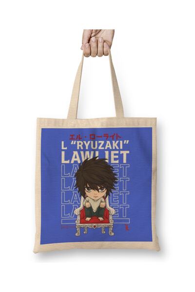Toyaso Death Note L L Lawliet Chibi Λευκή υφασμάτινη τσάντα με μακρύ χερούλι ...