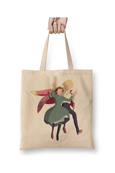 Toyaso Howl's Moving Castle Λευκή υφασμάτινη τσάντα με μακριά λαβή Τσάντα αγο...